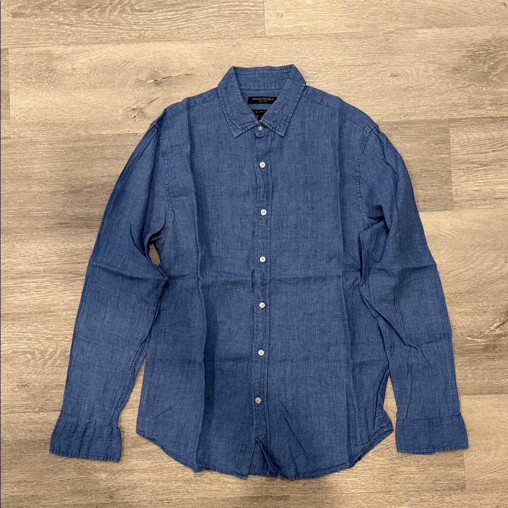 Banana Republic Men's Blue linen Shirt
